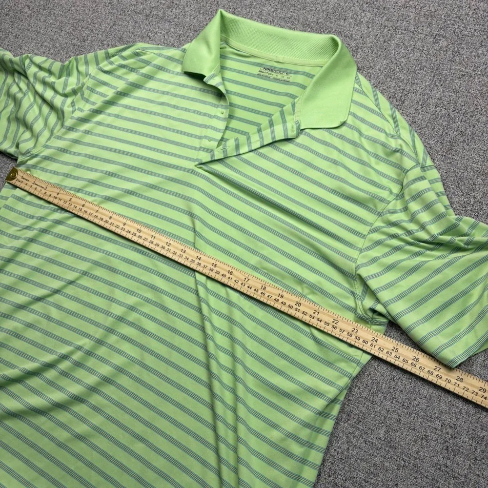 Nike Golf Fit Dry Polo Shirt Mens‎ XL Lime Green Striped Short Sleeve